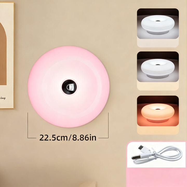 Donut table lamp with battery, three color temperatures