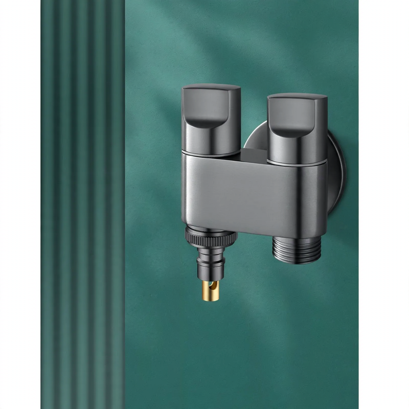 Corner valve for washing machines, 4-piece thread