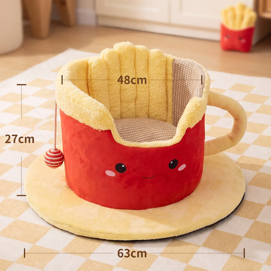 Cat bed with scratching option and play function