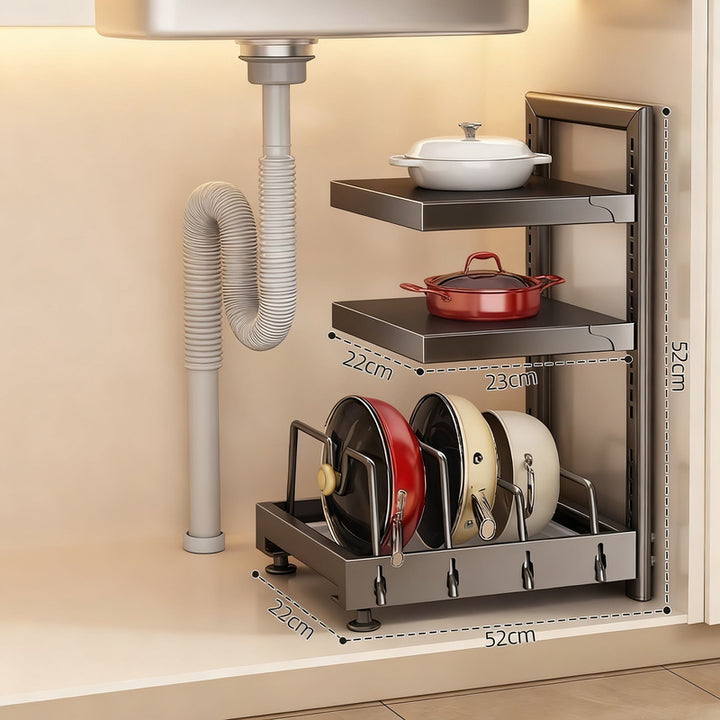 Carbon steel pot stand, 2–4 levels, height adjustable