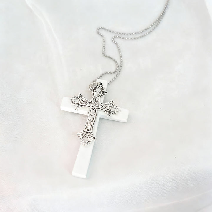 Alloy chain with large cross pendant