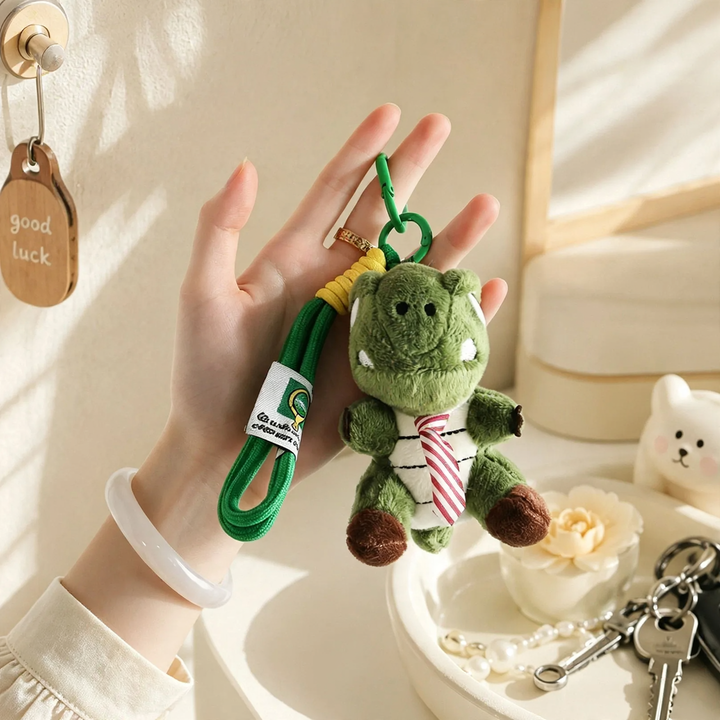 Plush keychain crocodile, green, cute