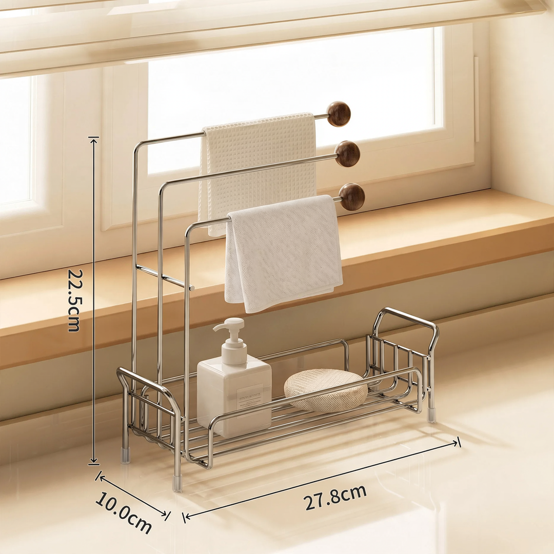 Kitchen drying rack for towels and sponges