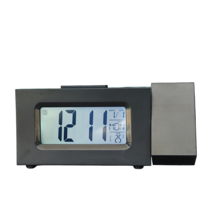 Mini projection clock with LCD display