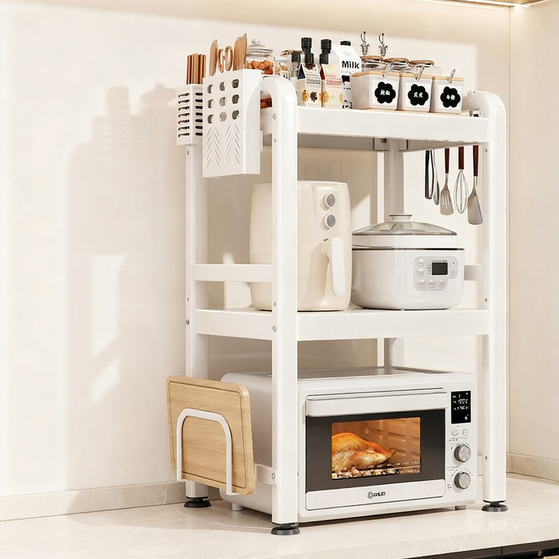 Microwave and kitchen appliance shelf, multi-tiered