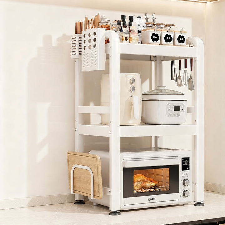 Microwave and kitchen appliance shelf, multi-tiered