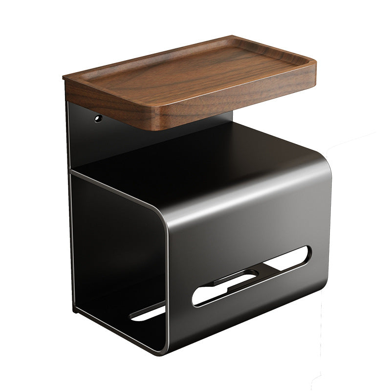 Wall mount for toilet paper, walnut wood design