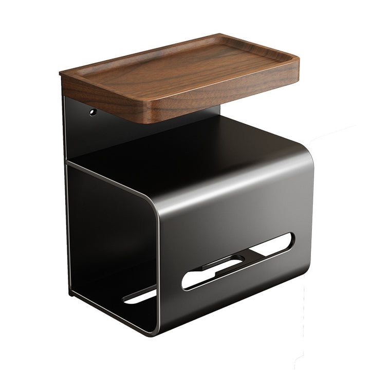 Wall mount for toilet paper, walnut wood design