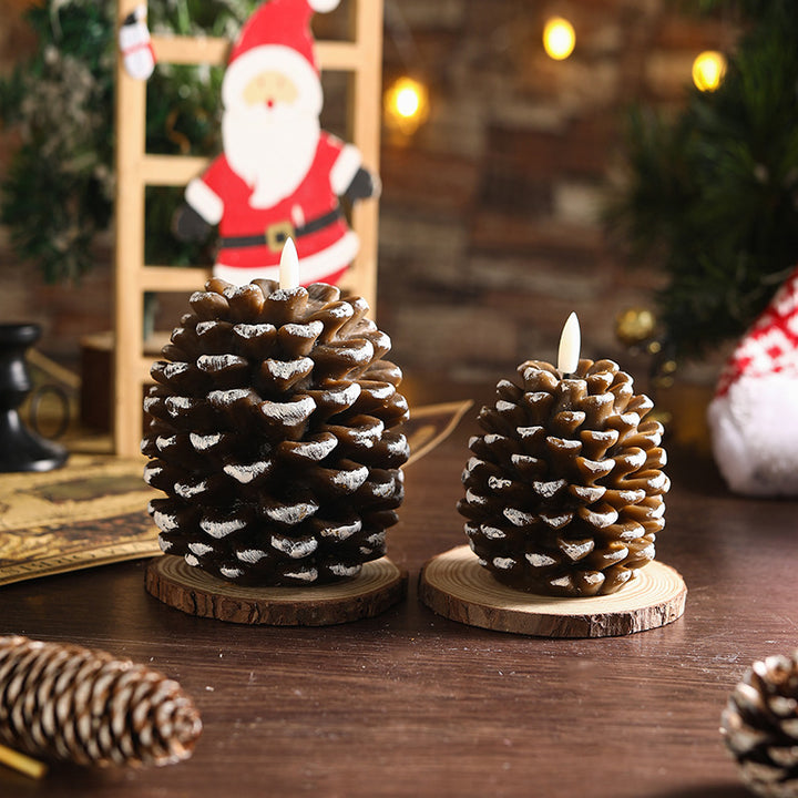 LED Wax Candle Pine Cone, Painted