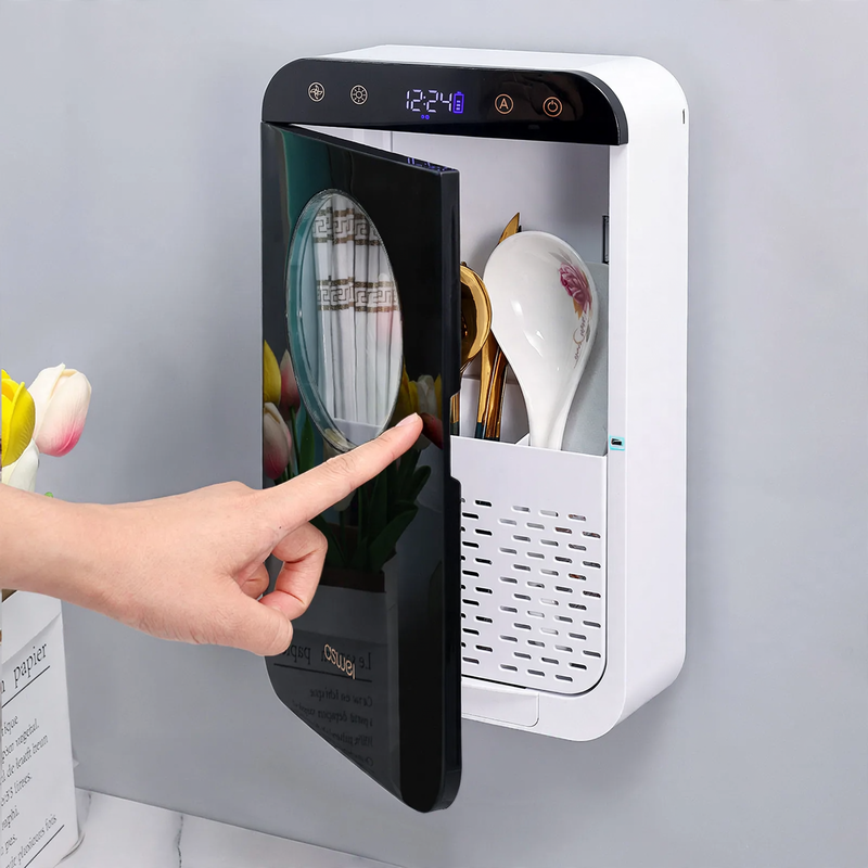 Disinfecting stick holder, plastic, wall mountable
