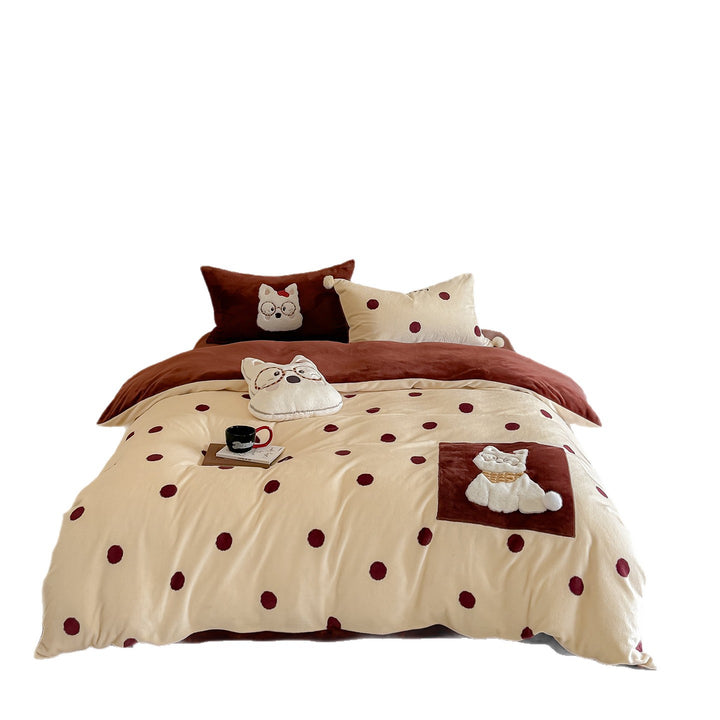 Bedding set made of milk fiber with dog motif