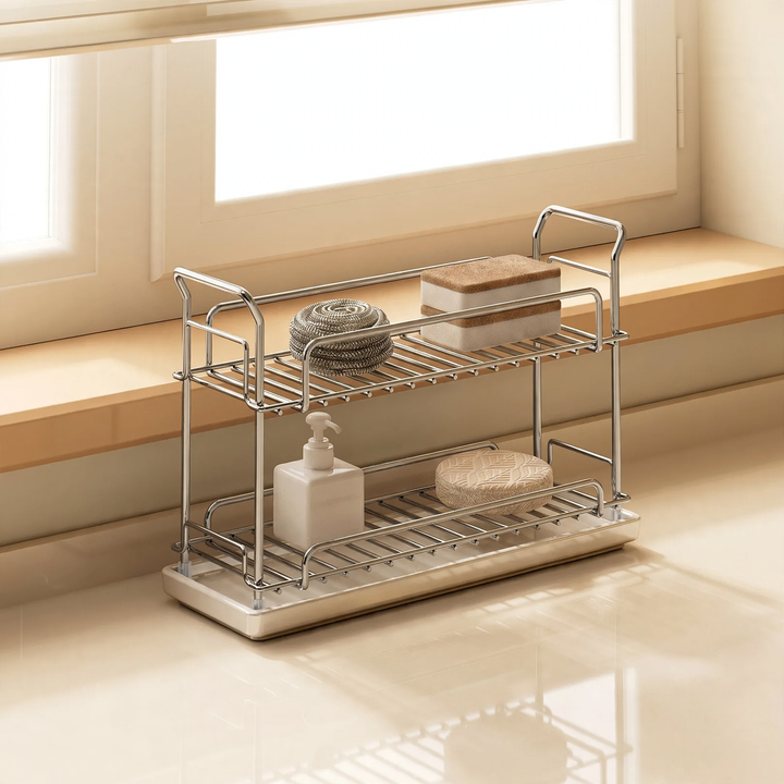 Draining rack for kitchen towels and sponges