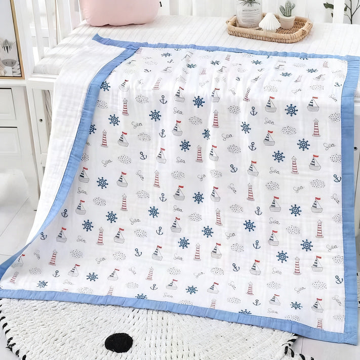 Cotton bath towel, 4-ply, with patterns