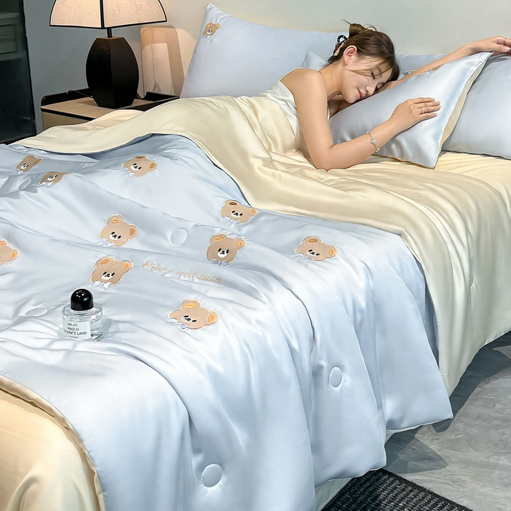 Summer-cool bedding set made of ice fiber, washable