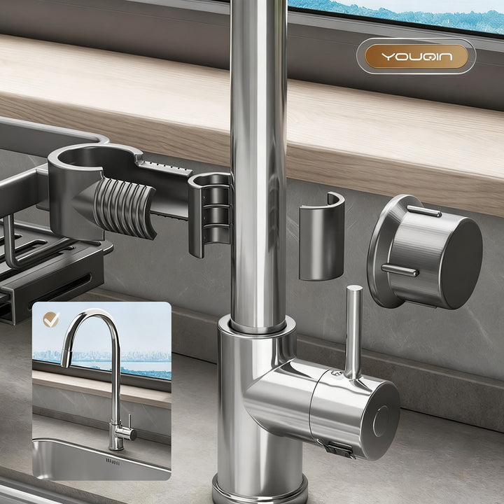 Aluminum sink organizer with drain tray