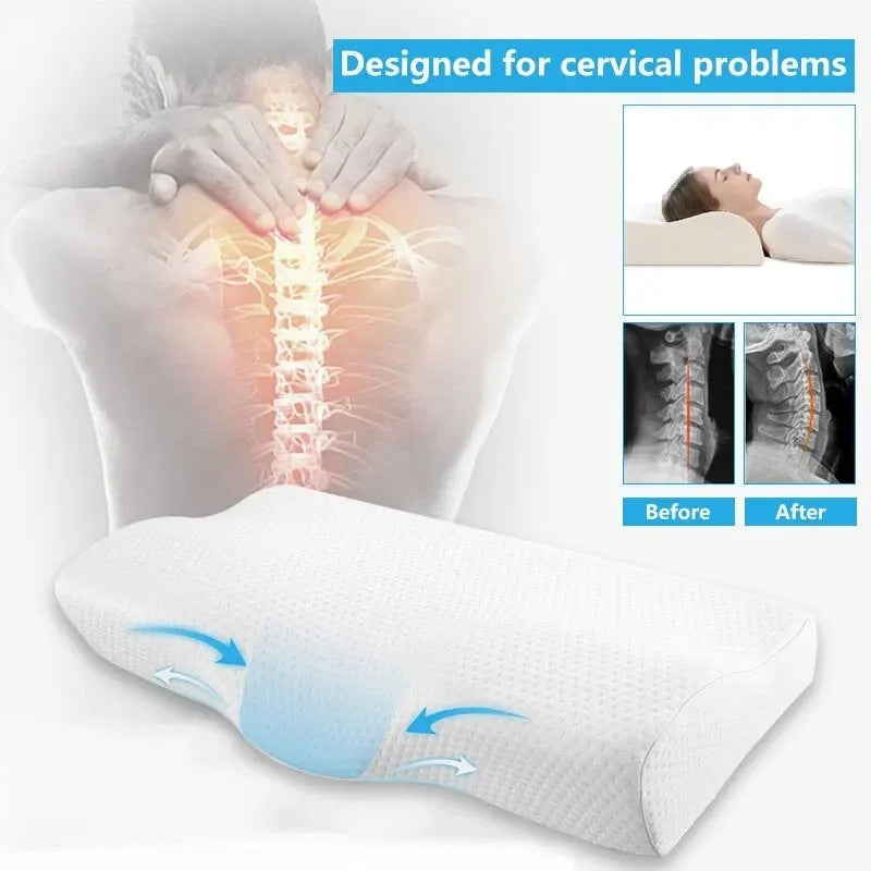 Memory foam neck support pillow, butterfly shape