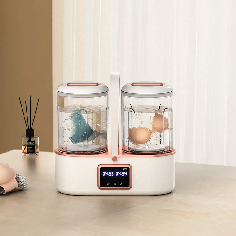 Portable double washing machine with battery, wireless