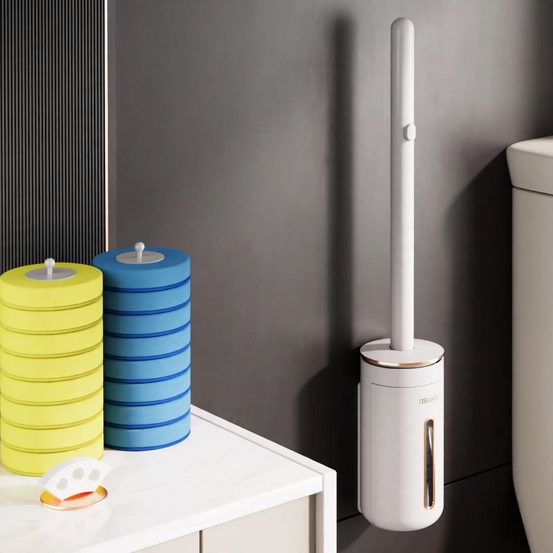 Toilet brush with interchangeable brush heads