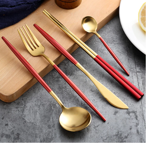 Luxury 24-Piece Gold-Silver Cutlery Set for Stylish Table Setting Noxord