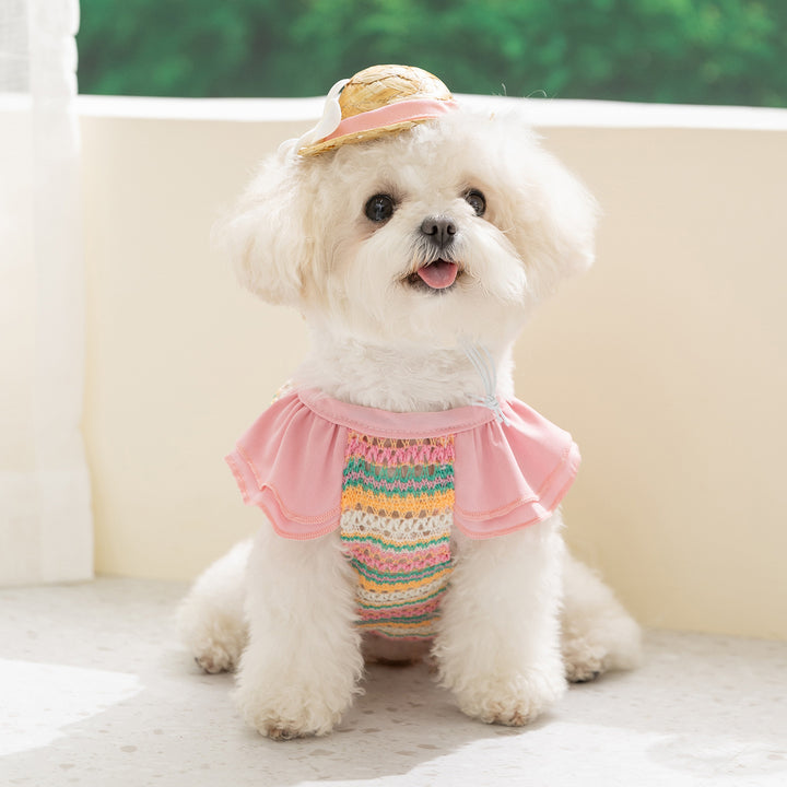 Dog carrier shirt with floral pattern, spring and summer