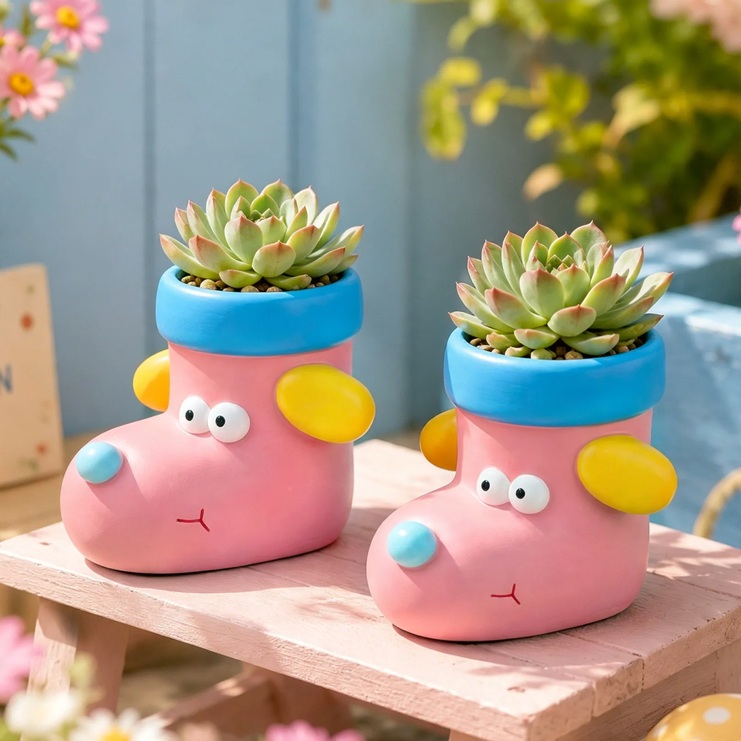 Cartoon flower pot in sock shape