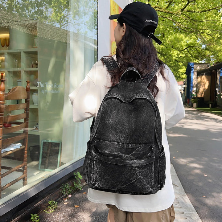 Denim fabric backpack, lightweight and versatile