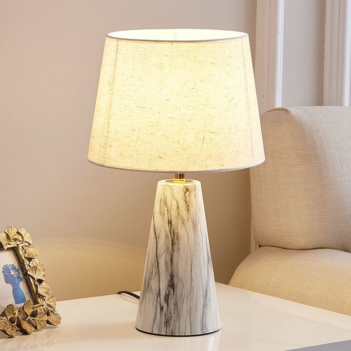 Nightstand lamp with stone look, Nordic