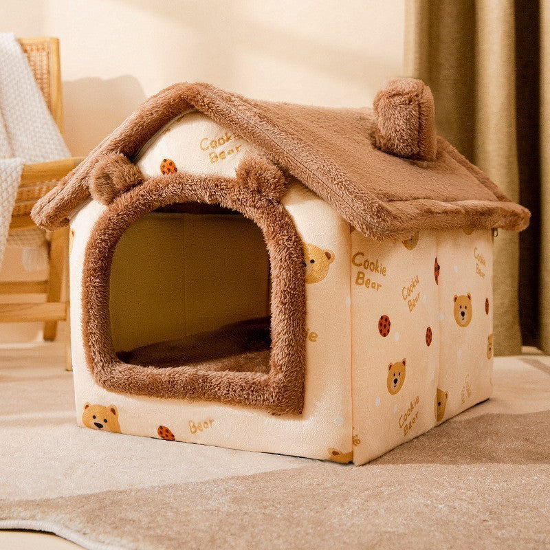 Pet bed with roof, PP cotton, closed