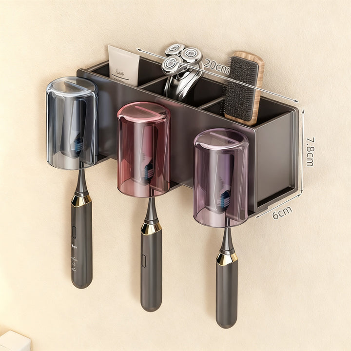 Toothbrush wall holder with toothpaste dispenser
