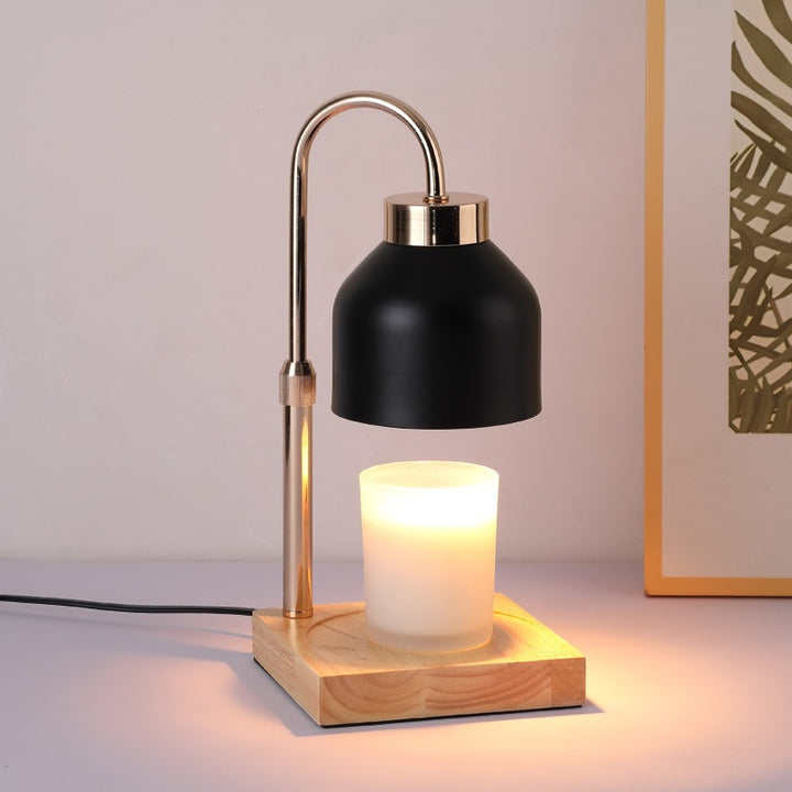 Wax melt table lamp with wooden base