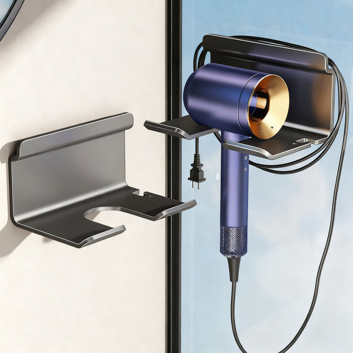 Wall mount for hair dryer, no drilling, stainless steel