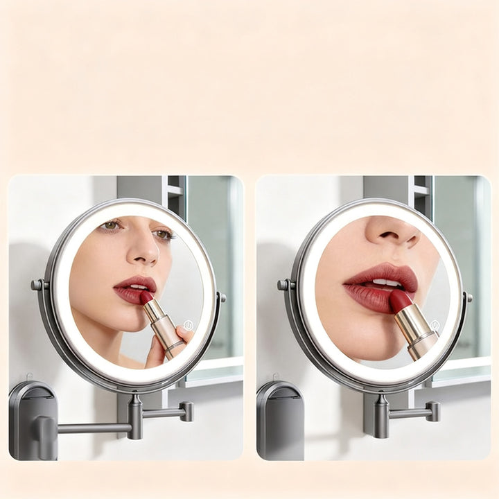 Cosmetic mirror with LED light and suction cup