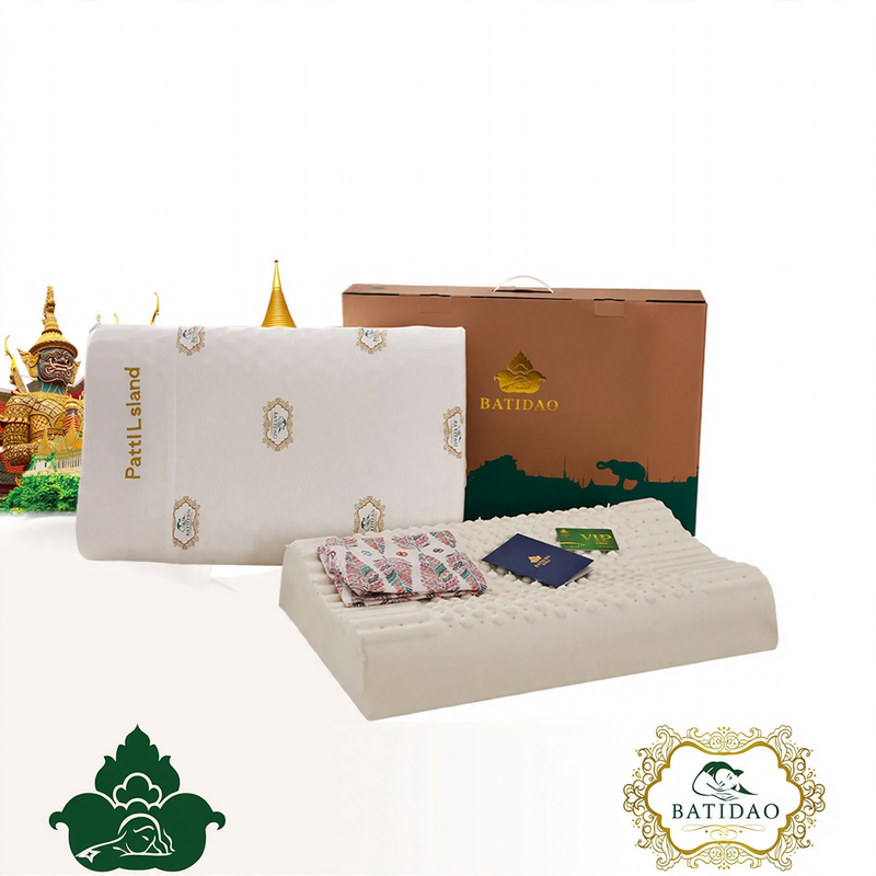 Natural latex pillow with massage structure, gift set