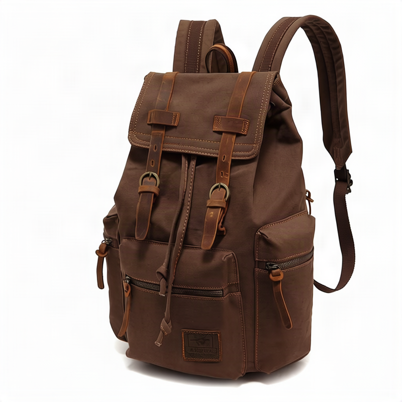 Linen backpack, 36–55 L, 15.6 inches, in vintage style
