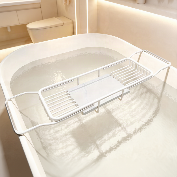 Expandable stainless steel bathtub rack