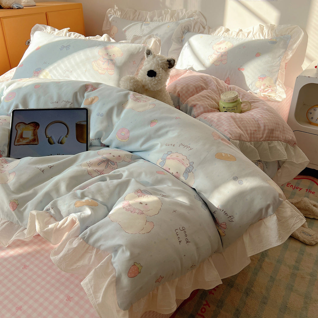 Cotton bedding with cartoon motifs, 4-piece