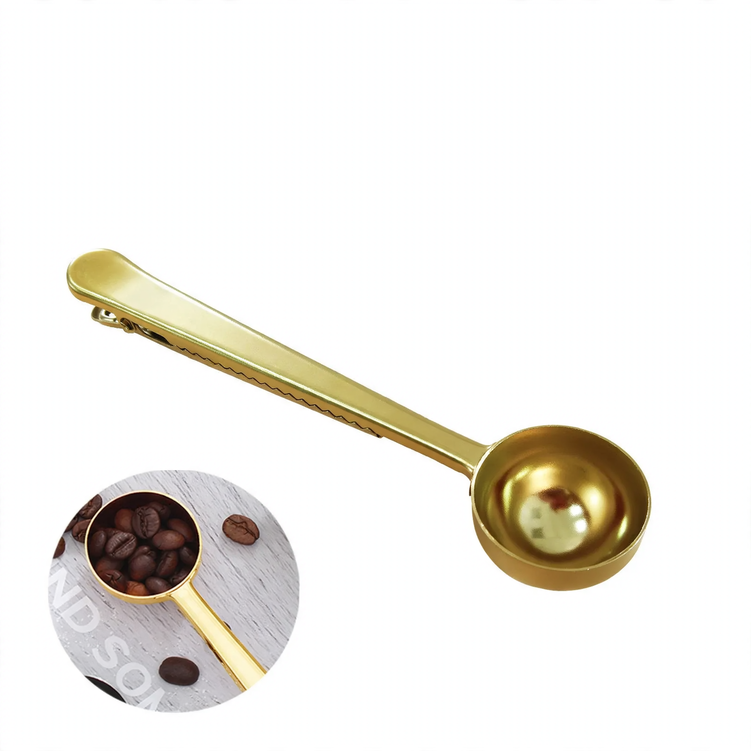 Coffee spoon with locking tongs, stainless steel