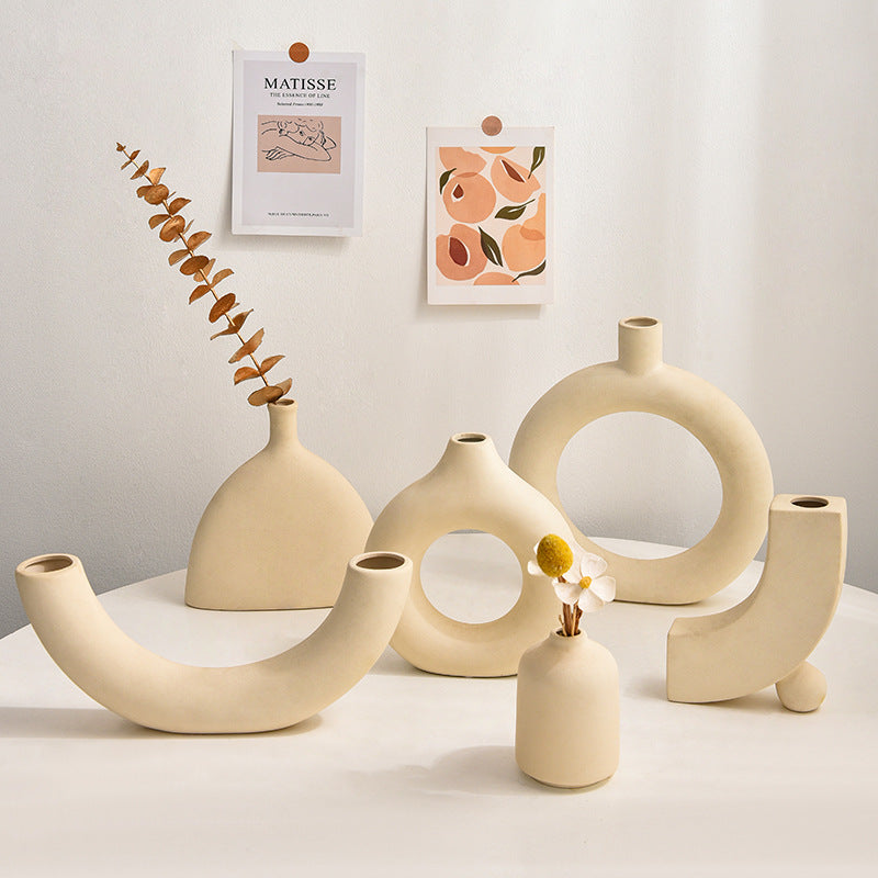 Ceramic Flower Vase, White, Nordic Style