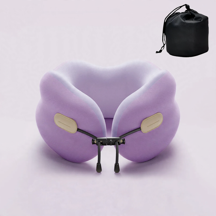 Memory foam neck support pillow with storage bag