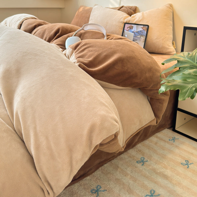 Milk fiber bedding set, winter, double-layered