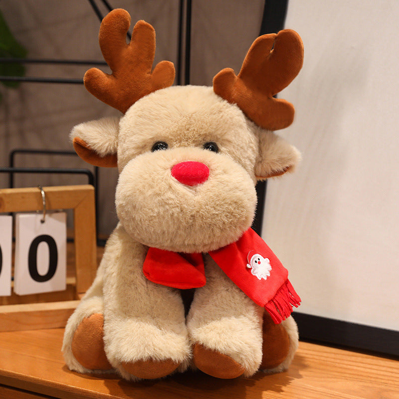 Christmas plush toys, deer and Santa Claus