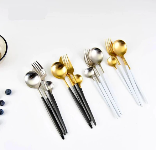 Luxury 24-Piece Gold-Silver Cutlery Set for Stylish Table Setting Noxord