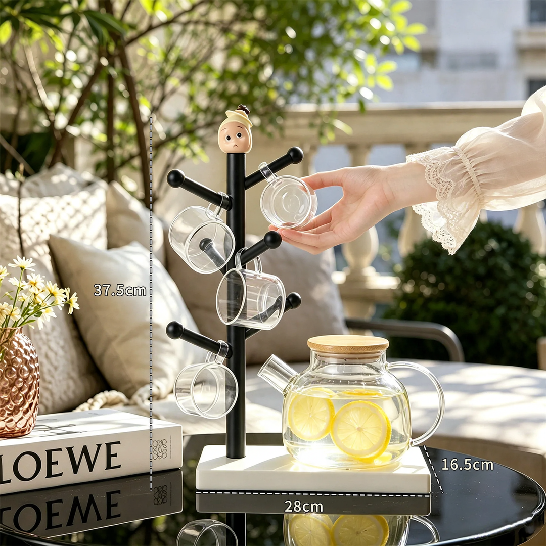 Apple figure cup holder with drip tray