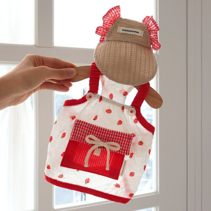 Dog strap dress with hat, summer, 2-piece