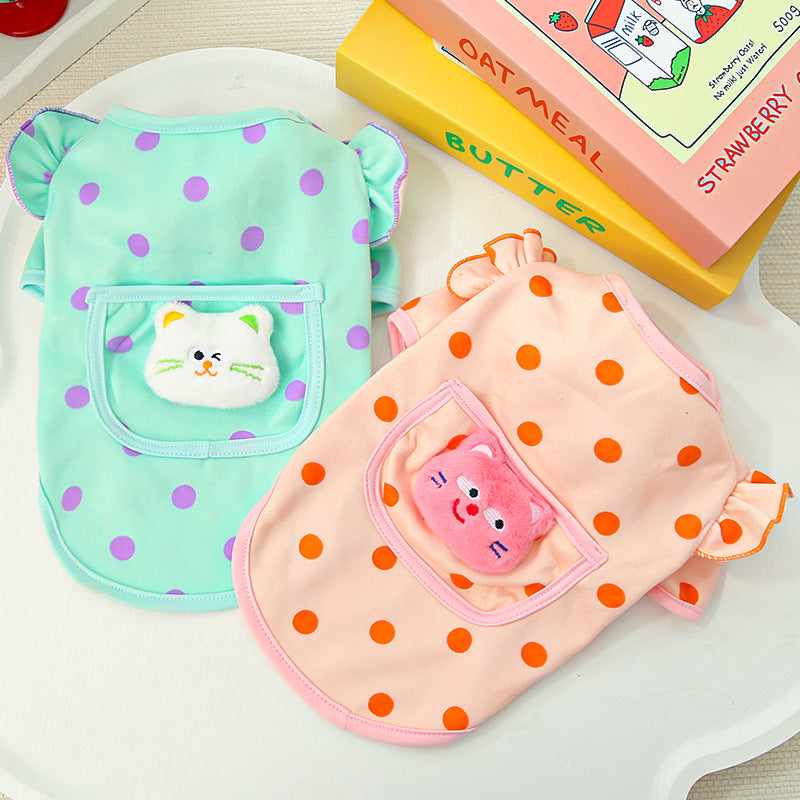 Dog clothing, fleece, autumn/winter, polka dot design