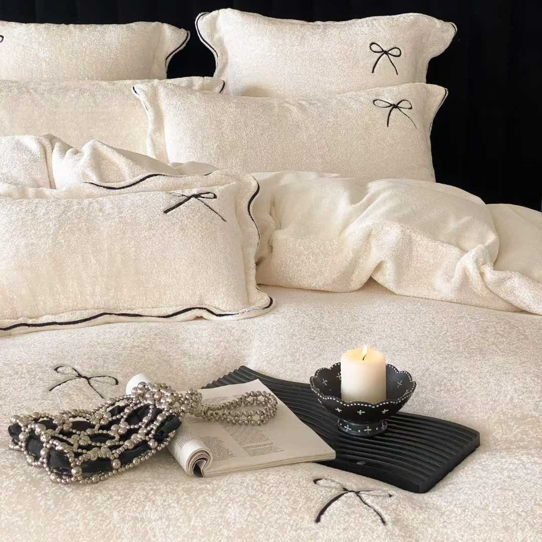 Bedding set made of milk fiber, embroidered, 4-piece