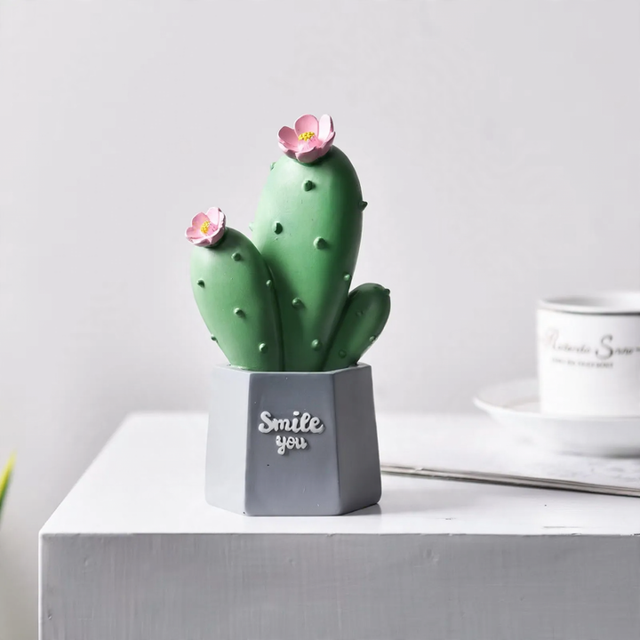Cactus decor made of resin, painted
