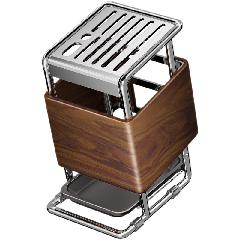 Carbon steel knife holder with cutlery compartment