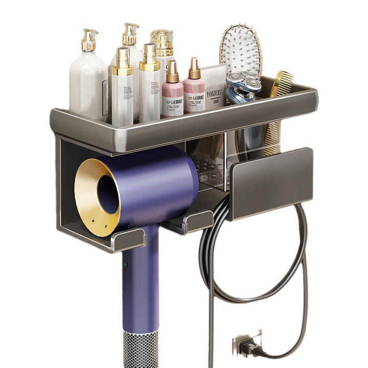 Wall shelf for hairdryer with shelf, iron alloy