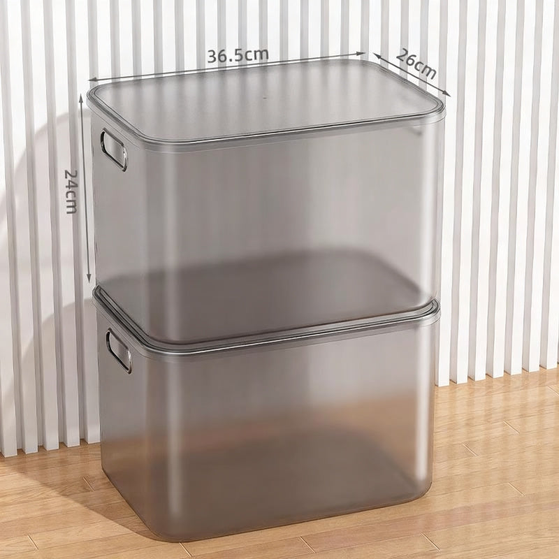 Transparent storage box made of plastic